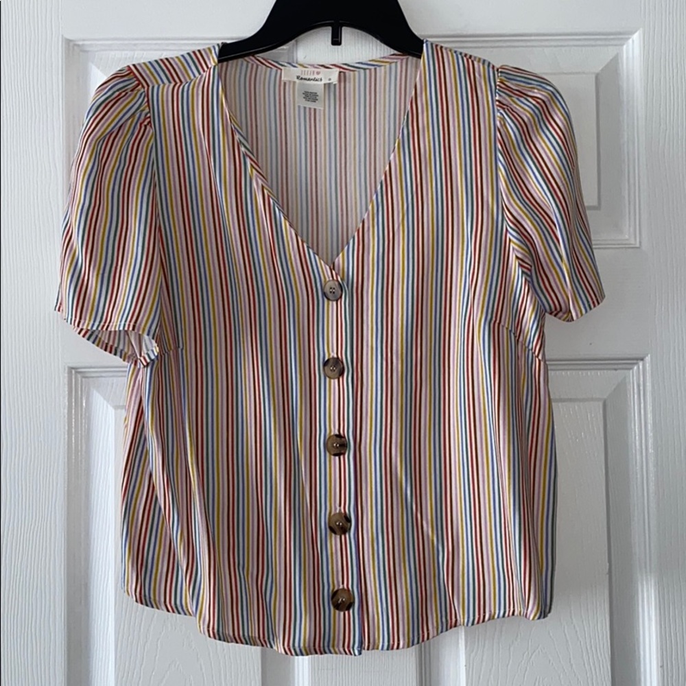 Multicolor Striped Button Down Top